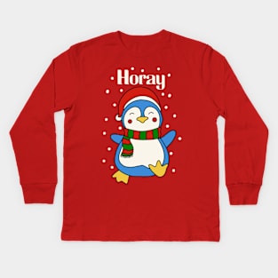 Happy Christmas Penguin Kids Long Sleeve T-Shirt